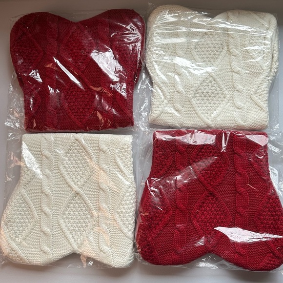 NEW Large Red and Ivory Knit Bone Stockings - Picture 6 of 6